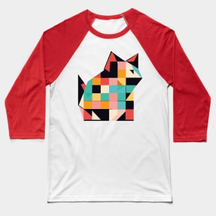 Geometric Cat Colorful Abstract Retro Design Baseball T-Shirt